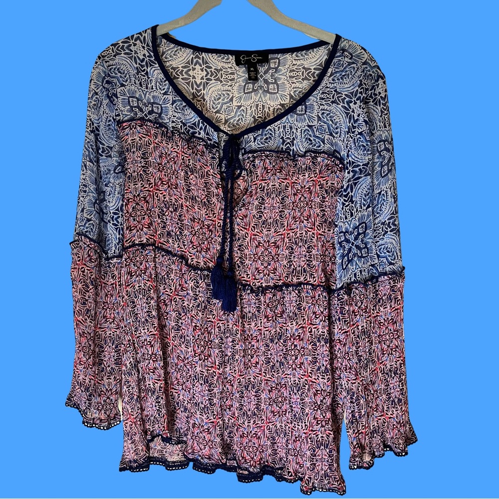 JESSICA SIMPSON BRAND SIZE XL LONG SLEEVE boho style shirt
